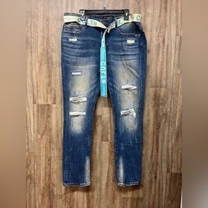 Cult of Individuality Punk Super Skinny Stretch with Blue Belt